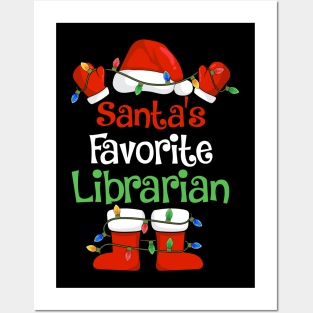 Santa's Favorite Librarian Funny Christmas Pajamas Posters and Art